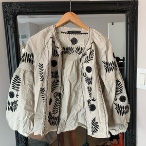 Embroidered cardigan with tassel